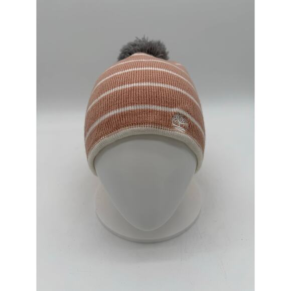 Timberland Youth Pom Hat One Size Pink Knit Pink Winter Beanie - Picture 1 of 4